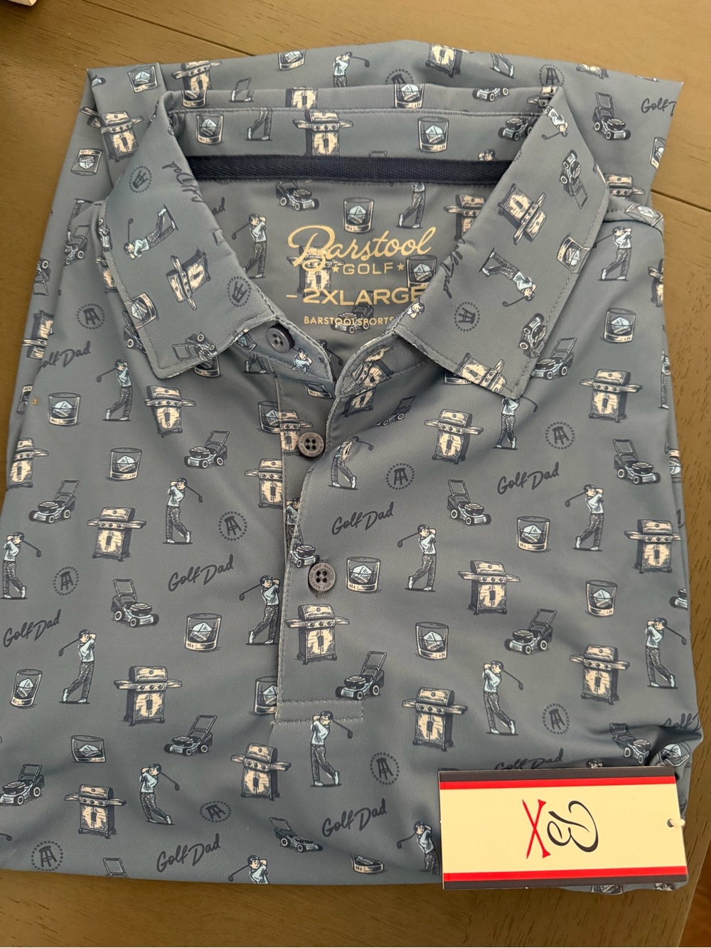 Men's 2XL Golf Dad Printed Polo - Blue